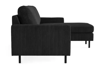 Peppe 4-personers Højrevendt L-formet Chaiselongsofa i Manchester - Sort - Møbler - Sofaer - Sofa med chaiselong