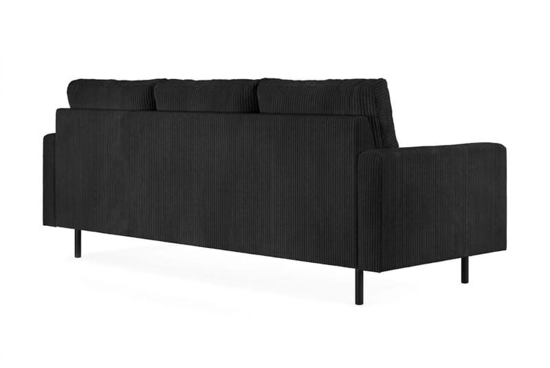 Peppe 4-personers Højrevendt L-formet Chaiselongsofa i Manchester - Sort - Møbler - Sofaer - Sofa med chaiselong