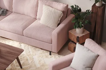 Peppe 4-personers Venstrevendt L-formet Chaiselongsofa i Manchester - Rosa - Møbler - Sofaer - Sofa med chaiselong - 4 personers sofa med chaiselong