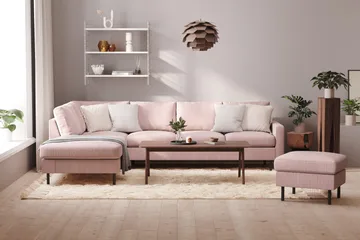 Peppe 4-personers Venstrevendt L-formet Chaiselongsofa i Manchester - Rosa - Møbler - Sofaer - Sofa med chaiselong - 4 personers sofa med chaiselong
