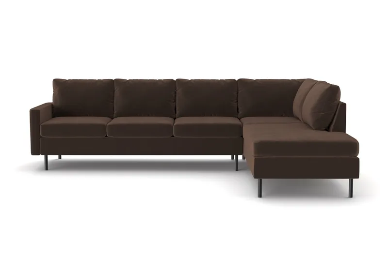 Peppe 4-personers Højrevendt L-formet Chaiselongsofa i Manchester - Brun - Møbler - Sofaer - Sofa med chaiselong