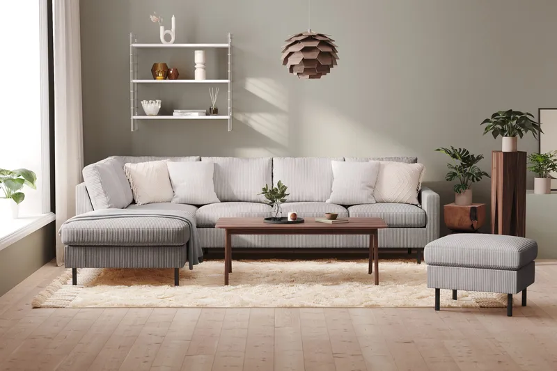 Peppe 4-personers Venstrevendt L-formet Chaiselongsofa i Manchester - Mørkegrå - Møbler - Sofaer - Sofa med chaiselong - 4 personers sofa med chaiselong