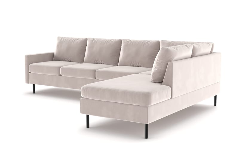 Peppe 4-personers Højrevendt L-formet Chaiselongsofa i Manchester - Beige - Møbler - Sofaer - Sofa med chaiselong