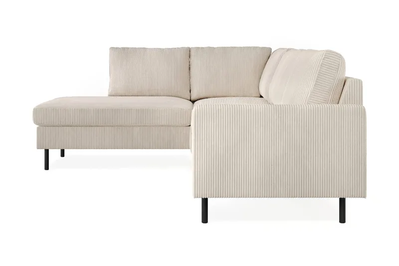Peppe 4-personers Venstrevendt L-formet Chaiselongsofa i Manchester - Beige - Møbler - Sofaer - Sofa med chaiselong - 4 personers sofa med chaiselong