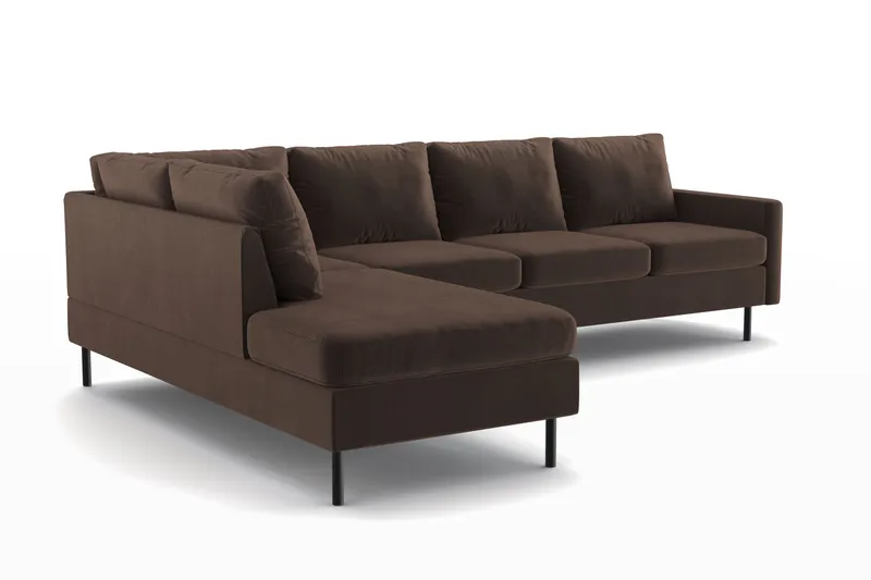 Peppe 4-personers Venstrevendt L-formet Chaiselongsofa i Manchester - Brun - Møbler - Sofaer - Sofa med chaiselong