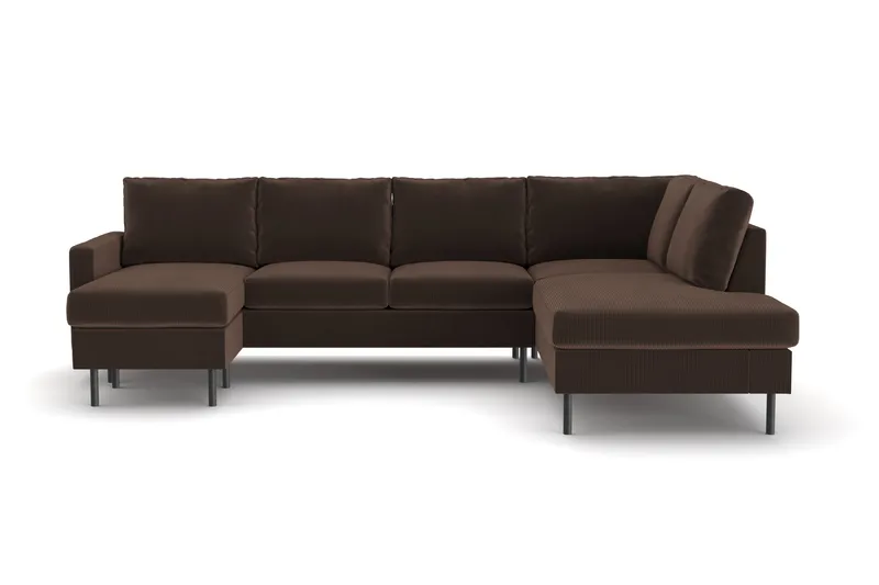 Peppe 4-personers Højrevendt U-formet Sofa med Divan og Chaiselong i Manchester, Brun