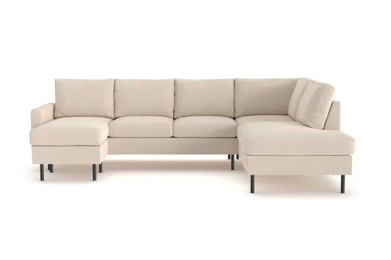 Peppe 4-personers Højrevendt U-formet Sofa med Divan og Chaiselong i Manchester - Greige - Møbler - Sofaer - U Sofa