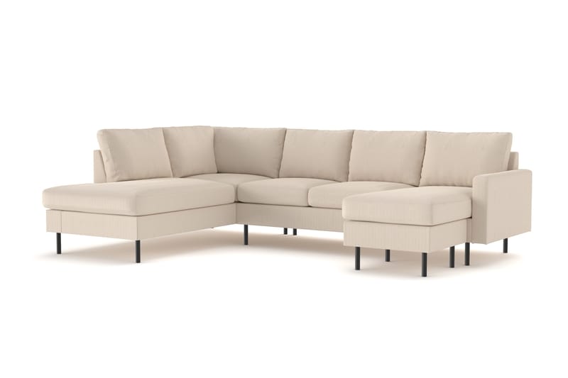 Peppe 4-personers Venstrevendt U-formet Sofa med Divan og Chaiselong i Manchester - Greige - Møbler - Sofaer - U Sofa