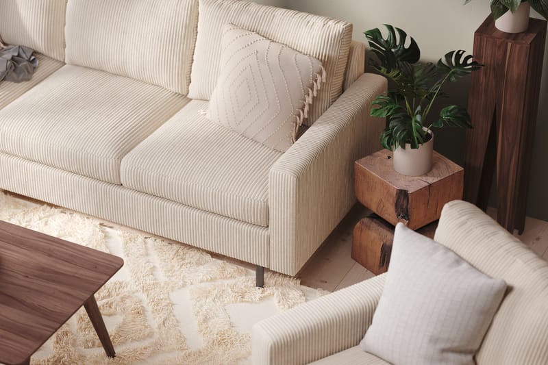 Peppe 4-personers Venstrevendt L-formet Chaiselongsofa i Manchester - Beige - Møbler - Sofaer - Sofa med chaiselong - 4 personers sofa med chaiselong