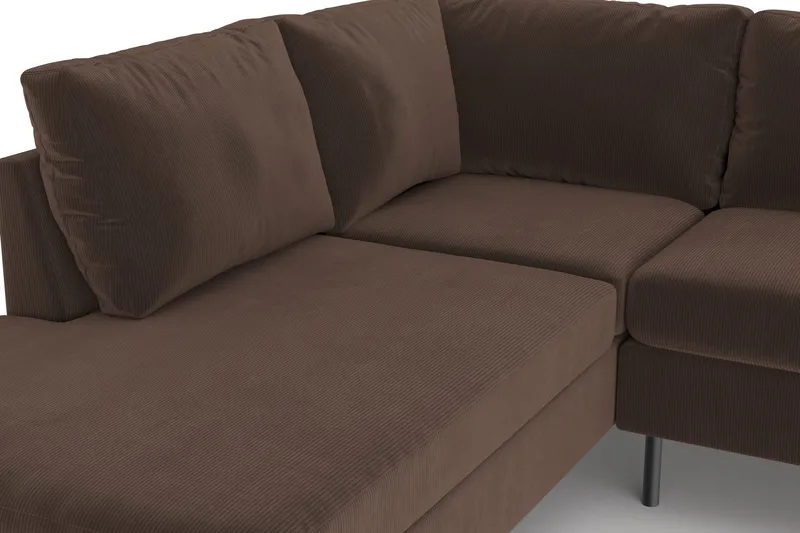 Peppe 4-personers Venstrevendt L-formet Chaiselongsofa i Manchester - Brun - Møbler - Sofaer - Sofa med chaiselong
