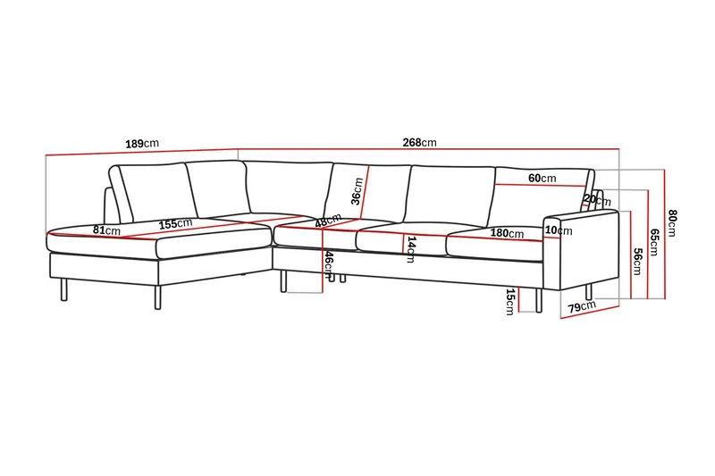 Peppe 4-personers Venstrevendt L-formet Chaiselongsofa i Manchester - Beige - Møbler - Sofaer - Sofa med chaiselong - 4 personers sofa med chaiselong