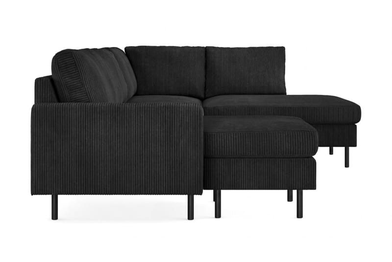 Peppe 4-personers Højrevendt U-formet Sofa med Divan og Chaiselong i Manchester - Sort - Møbler - Sofaer - U Sofa