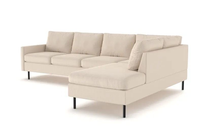 Peppe 4-personers Højrevendt L-formet Chaiselongsofa i Manchester - Greige - Møbler - Sofaer - Sofa med chaiselong