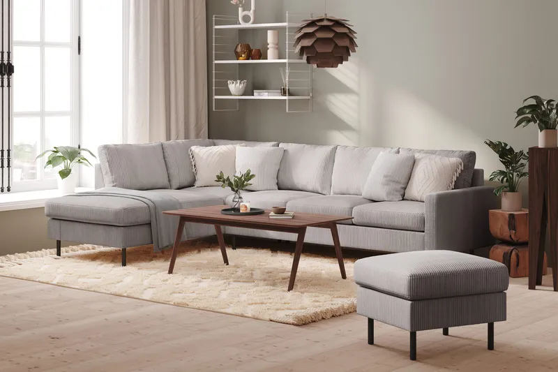 Peppe 4-personers Venstrevendt L-formet Chaiselongsofa i Manchester - Mørkegrå - Møbler - Sofaer - Sofa med chaiselong - 4 personers sofa med chaiselong