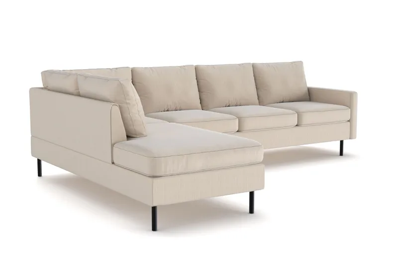 Peppe 4-personers Venstrevendt L-formet Chaiselongsofa i Manchester - Greige - Møbler - Sofaer - Sofa med chaiselong