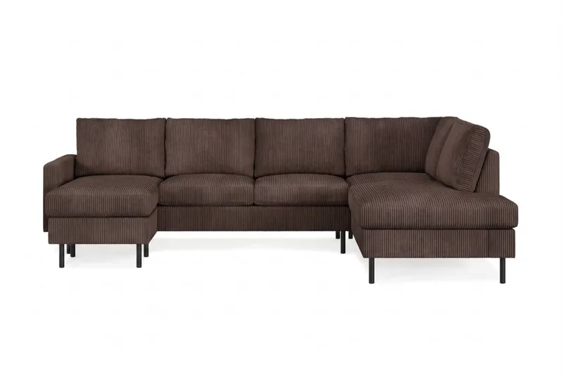 Peppe 4-personers Højrevendt U-formet Sofa med Divan og Chaiselong i Manchester, Mørk brun