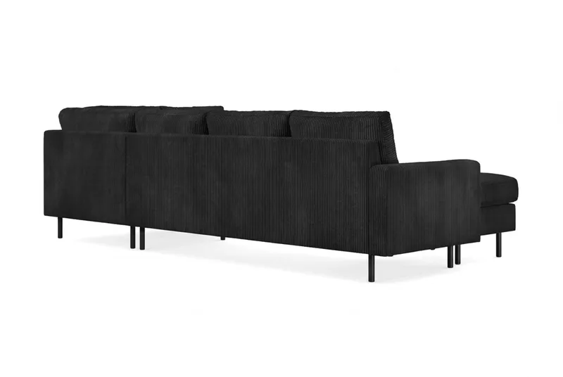 Peppe 4-personers Højrevendt U-formet Sofa med Divan og Chaiselong i Manchester - Sort - Møbler - Sofaer - U Sofa