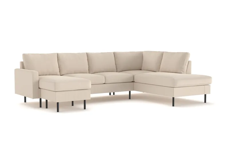 Peppe 4-personers Højrevendt U-formet Sofa med Divan og Chaiselong i Manchester - Greige - Møbler - Sofaer - U Sofa