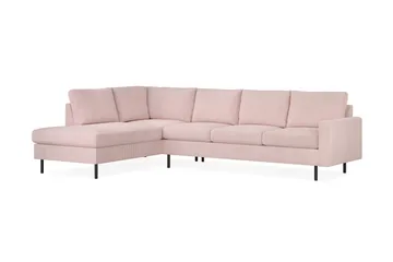Peppe 4-personers Venstrevendt L-formet Chaiselongsofa i Manchester - Rosa - Møbler - Sofaer - Sofa med chaiselong - 4 personers sofa med chaiselong