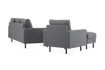 Peppe Sofaarrangement 3-personers Sofa + Lænestol + Fodskammel i Stof - Lysegrå - Møbler - Sofaer - Sofagrupper