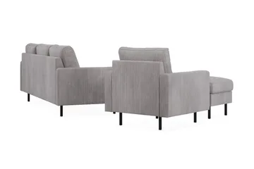 Peppe Sofaarrangement 3-personers Sofa + Lænestol + Fodskammel i Manchester - Grå - Møbler - Sofaer - Sofagrupper