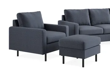 Peppe Sofaarrangement 3-personers Vendbar L-formet Divansofa + Lænestol + Fodskammel i Stof - Mørkegrå - Møbler - Sofaer - Sofagrupper