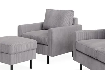Peppe Sofaarrangement 3-personers Sofa + Lænestol + Fodskammel i Manchester - Grå - Møbler - Sofaer - Sofagrupper