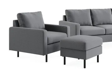 Peppe Sofagruppe 3-personers Vendbar L-formet Chaiselongsofa + Lænestol + Fodskammel i Stof - Lysegrå - Møbler - Sofaer - Sofagrupper