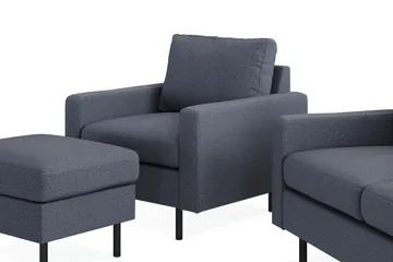 Peppe Sofagruppe 3-personers Sofa + Lænestol + Fodskammel i Stof - Mørkegrå - Møbler - Sofaer - Sofagrupper