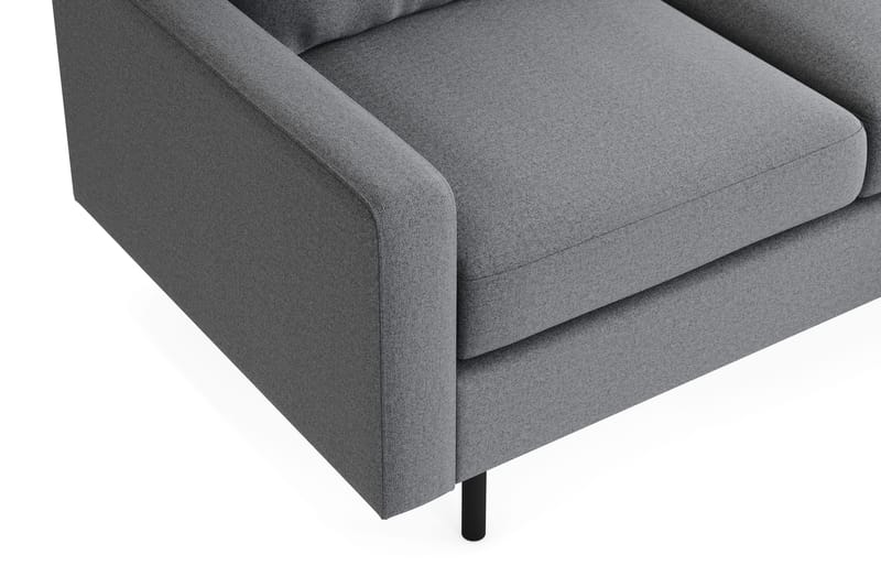 Peppe Sofagruppe 3-personers Vendbar L-formet Chaiselongsofa + Lænestol + Fodskammel i Stof - Lysegrå - Møbler - Sofaer - Sofagrupper