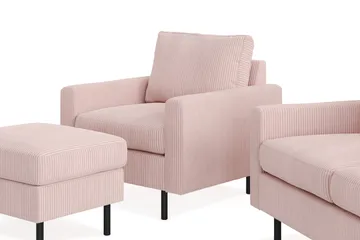 Peppe Sofagruppe 3-personers Sofa + Lænestol + Fodskammel i Manchester - Rosa - Møbler - Sofaer - Sofagrupper
