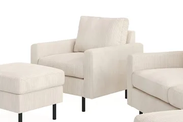 Peppe Sofagruppe 3-personers Vendbar L-formet Chaiselongsofa + Lænestol + Fodskammel i Manchester - Beige - Møbler - Sofaer - Sofagrupper