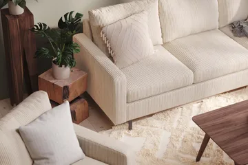 Peppe Sofagruppe 3-personers Sofa + Lænestol + Fodskammel i Manchester - Beige - Møbler - Sofaer - Sofagrupper