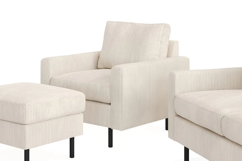Peppe Sofagruppe 3-personers Sofa + Lænestol + Fodskammel i Manchester - Beige - Møbler - Sofaer - Sofagrupper