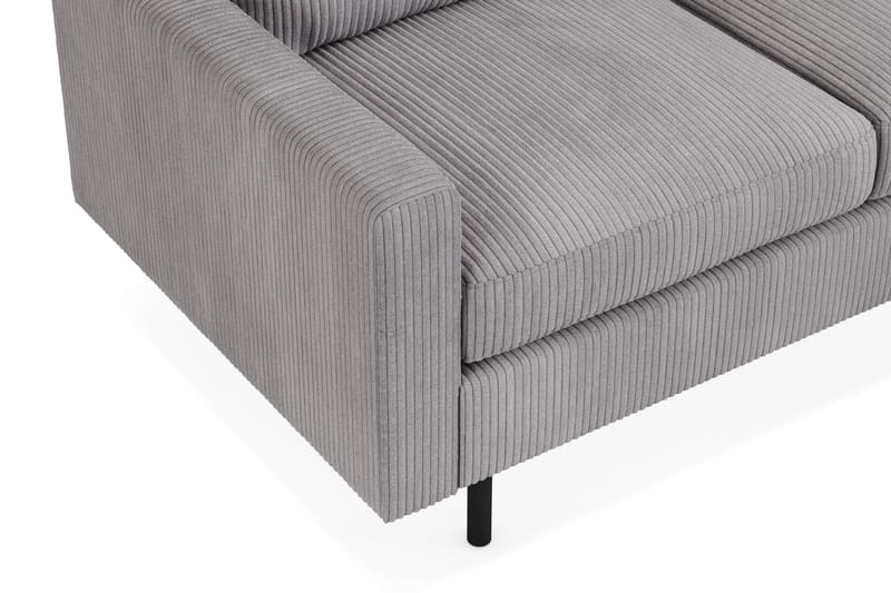 Peppe Sofagruppe 3-personers Vendbar L-formet Chaiselongsofa + Lænestol + Fodskammel i Manchester - Mørkegrå - Møbler - Sofaer - Sofagrupper