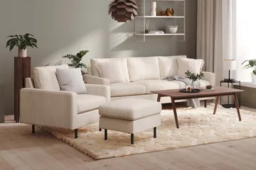 Peppe Sofagruppe 3-personers Sofa + Lænestol + Fodskammel i Manchester - Beige - Møbler - Sofaer - Sofagrupper