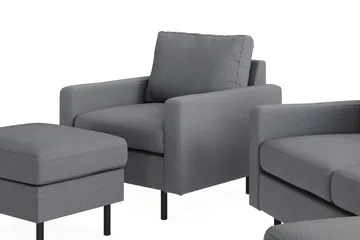 Peppe Sofagruppe 3-personers Vendbar L-formet Chaiselongsofa + Lænestol + Fodskammel i Stof - Lysegrå - Møbler - Sofaer - Sofagrupper
