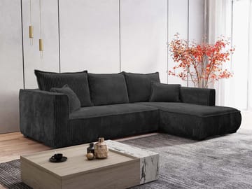 Puente 4-personers sofa med chaiselong - sort - Møbler - Sofaer - Sofa med chaiselong