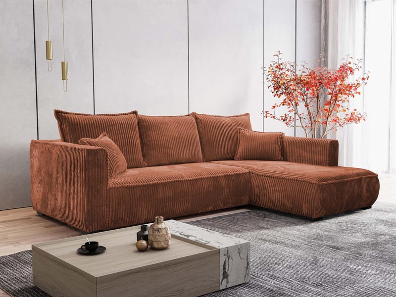 Puente 4-personers sofa med chaiselong - brun - Møbler - Sofaer - Hjørnesofa