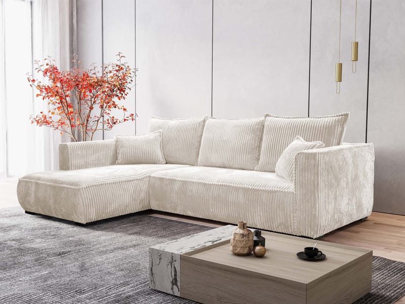 Puente 4-personers sofa med chaiselong - beige - Møbler - Sofaer - Hjørnesofa