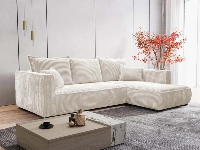 Puente 4-personers sofa med chaiselong - beige - Møbler - Sofaer - Hjørnesofa