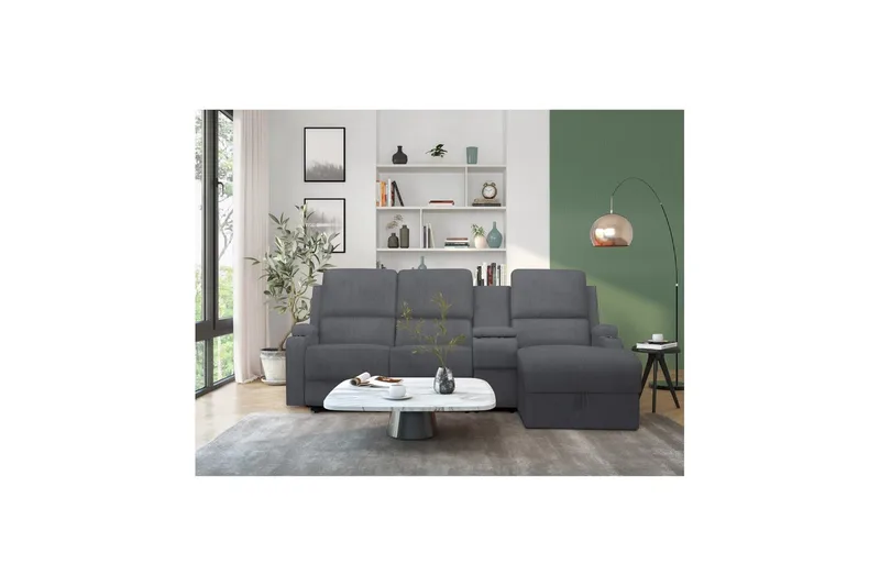 Reclinersofa med hjørne Loft24 Hjørnesofa 3-personers Loft24 Dallas Grå Højrevendt - Møbler - Sofaer - Recliner sofaer