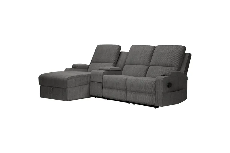 Reclinersofa med hjørne Loft24 Hjørnesofa 3-personers Loft24 Dallas Grå Vänster - Møbler - Sofaer - Recliner sofaer