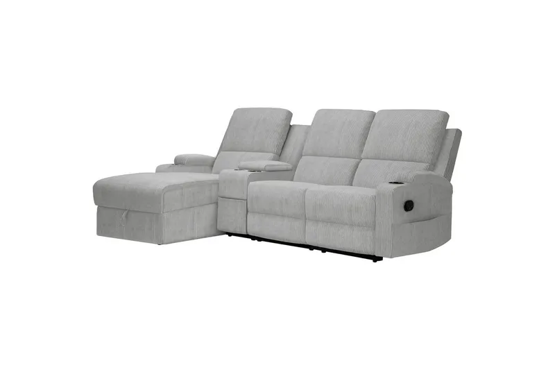 Reclinersofa med hjørne Loft24 Hjørnesofa 3-personers Loft24 Dallas Grå Venstrevendt - Møbler - Sofaer - Recliner sofaer