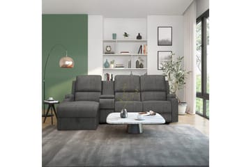 Reclinersofa med hjørne Loft24 Hjørnesofa 3-personers Loft24 Dallas Grå Vänster - Møbler - Sofaer - Recliner sofaer