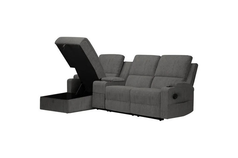 Reclinersofa med hjørne Loft24 Hjørnesofa 3-personers Loft24 Dallas Grå Vänster - Møbler - Sofaer - Recliner sofaer