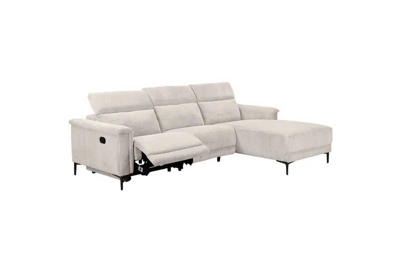 Reclinersofa med hjørne Loft24 Hjørnesofa 3-personers Loft24 Lund Hvid 0 - Møbler - Sofaer - Recliner sofaer