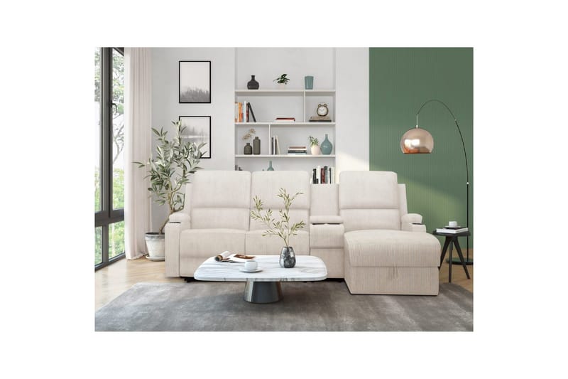 Reclinersofa med hjørne Loft24 Hjørnesofa 3-personers Loft24 Dallas Vit Höger - Møbler - Sofaer - Recliner sofaer