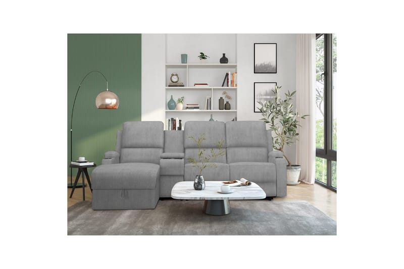 Reclinersofa med hjørne Loft24 Hjørnesofa 3-personers Loft24 Dallas Grå Venstrevendt - Møbler - Sofaer - Recliner sofaer