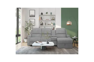 Reclinersofa med hjørne Loft24 Hjørnesofa 3-personers Loft24 Dallas Grå Höger - Møbler - Sofaer - Recliner sofaer